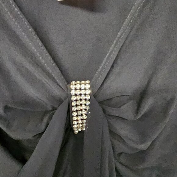 NWT Studio 1940 Black Chiffon Flowy Evening Retro Dress Size 22W - Picture 4 of 11